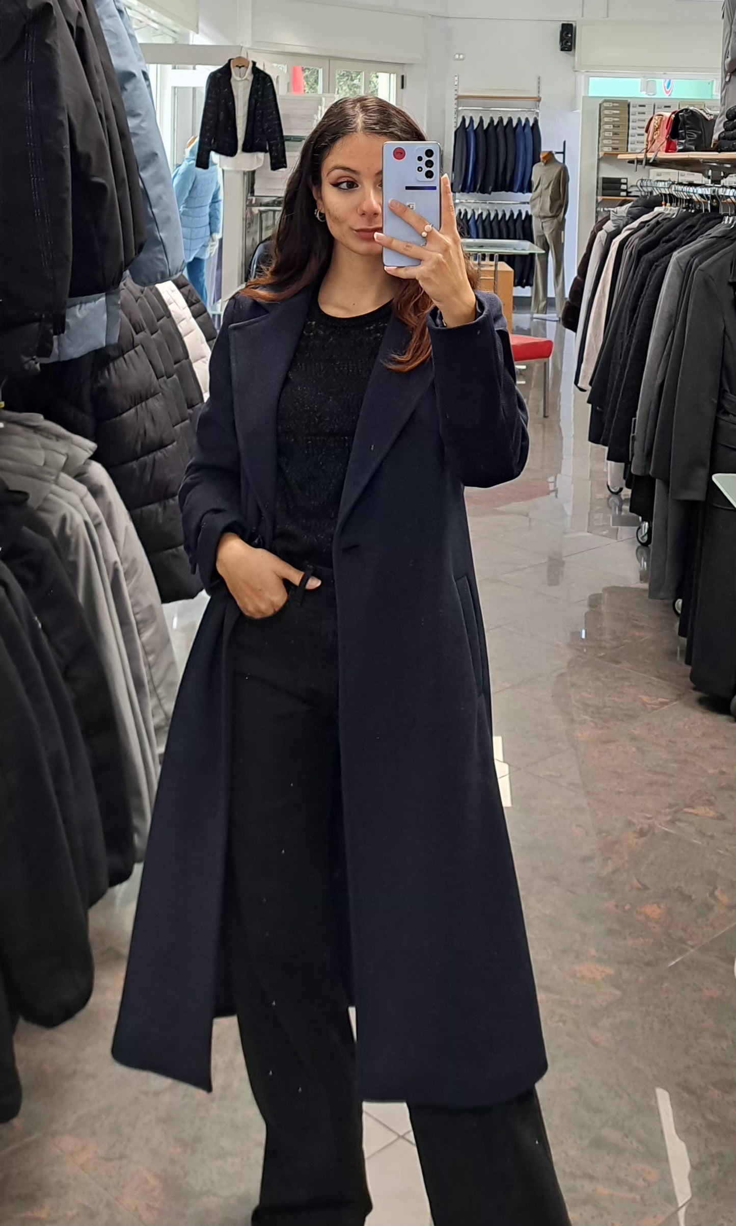 JUUU Cappotto Lungo Blu