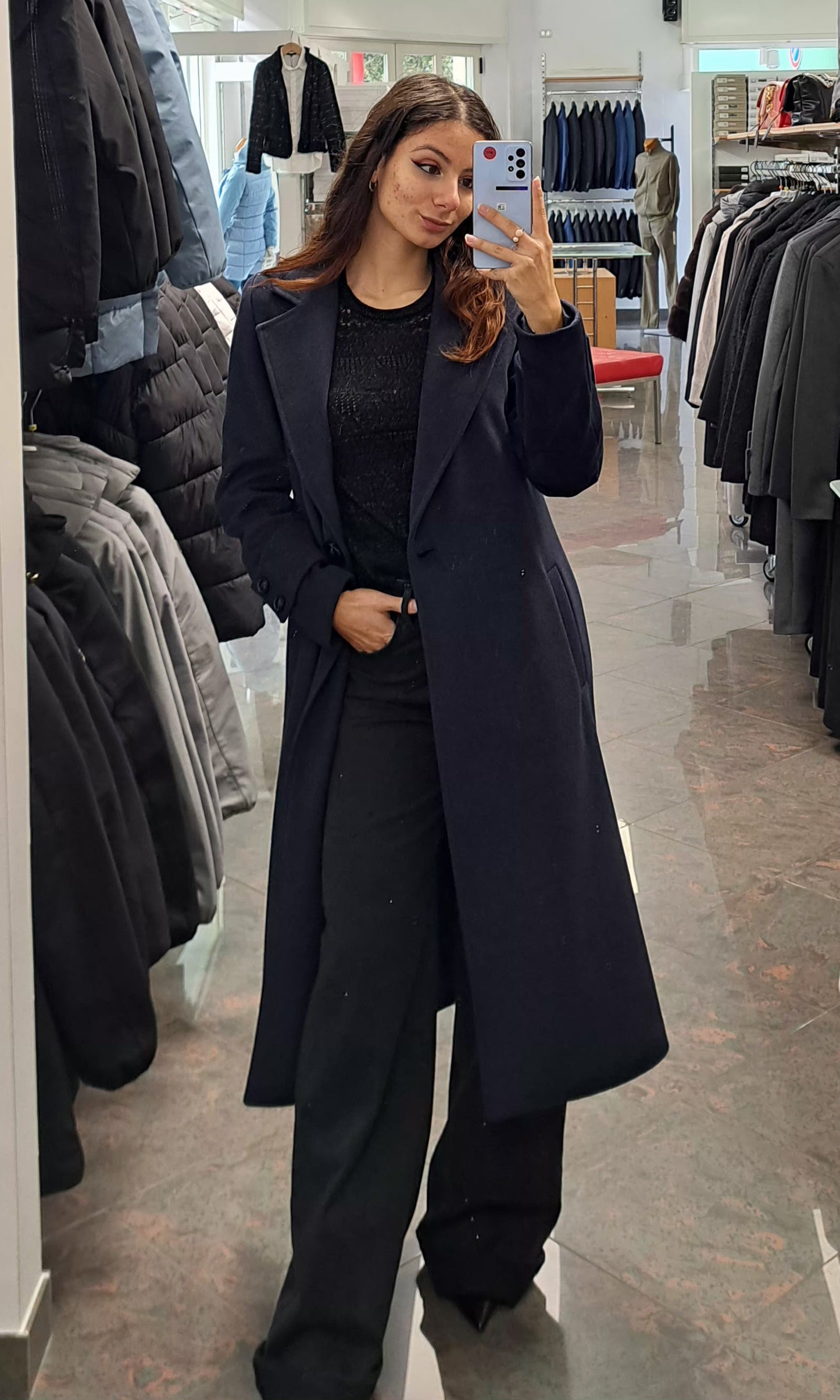 JUUU Cappotto Lungo Blu