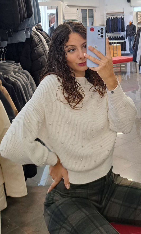 KOCCA Maglioncino con Scollo a Barca e Perline