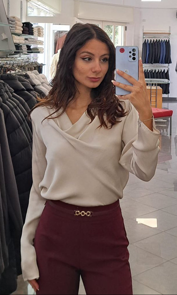KOCCA Blusa con Collo Drappeggiato