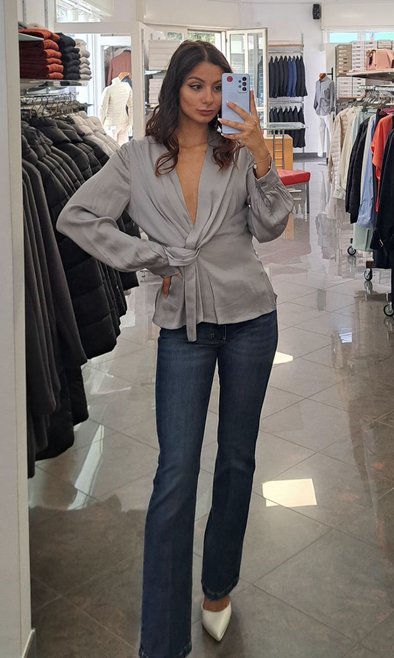 YES ZEE Blusa Incrociata con Scollo a V